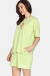 Zivame 2 Mile Fashion Knit Cotton Loungewear Set - Lettuce Green — thumbnail 3